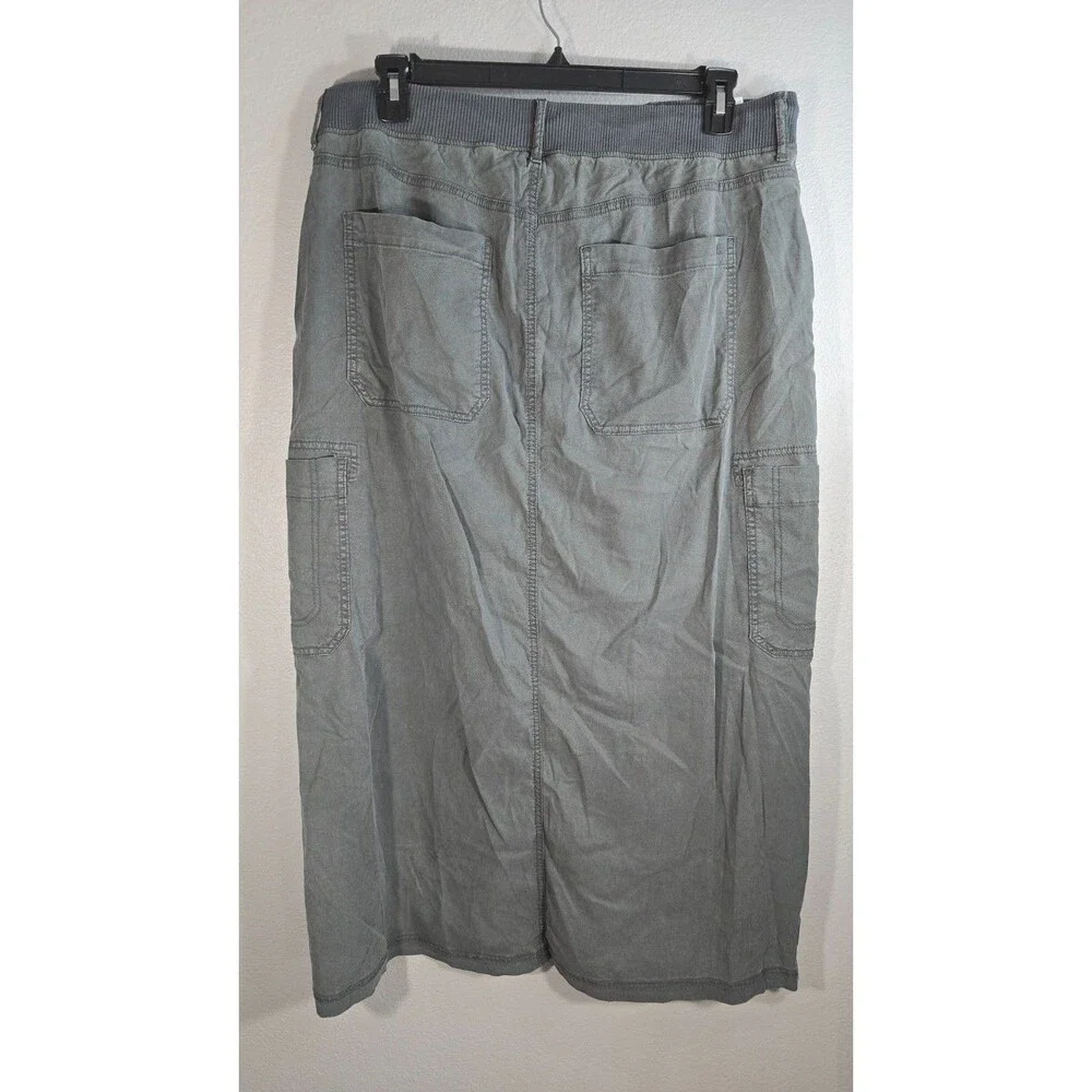 American Eagle Cargo Maxi Skirt Womens Size 18 Gray Utility Stretch y2k BA - Picture 6 of 9